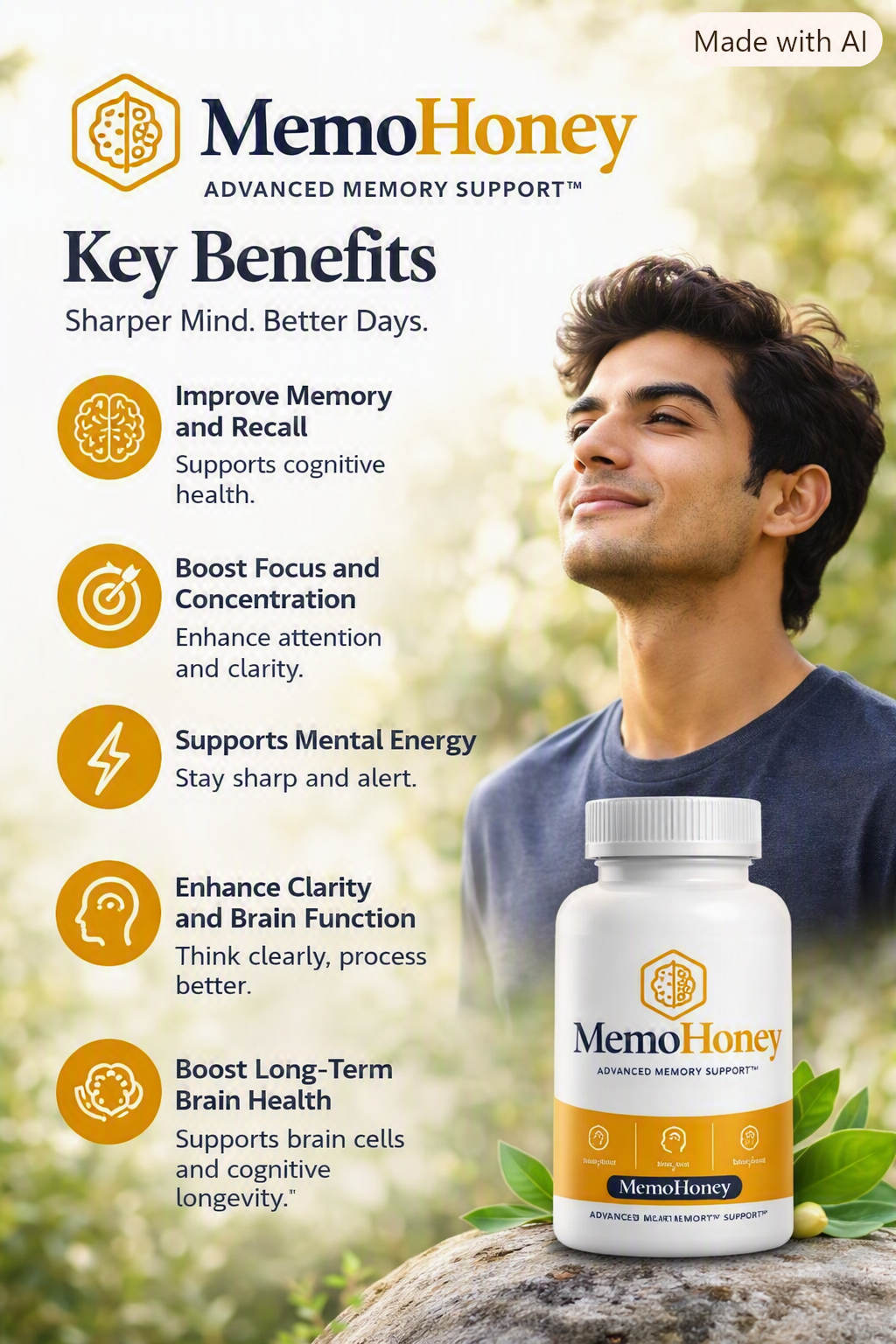 MemoHoney benefits for memory, focus and clarity