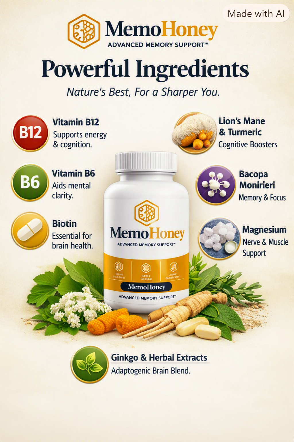 MemoHoney ingredients panel